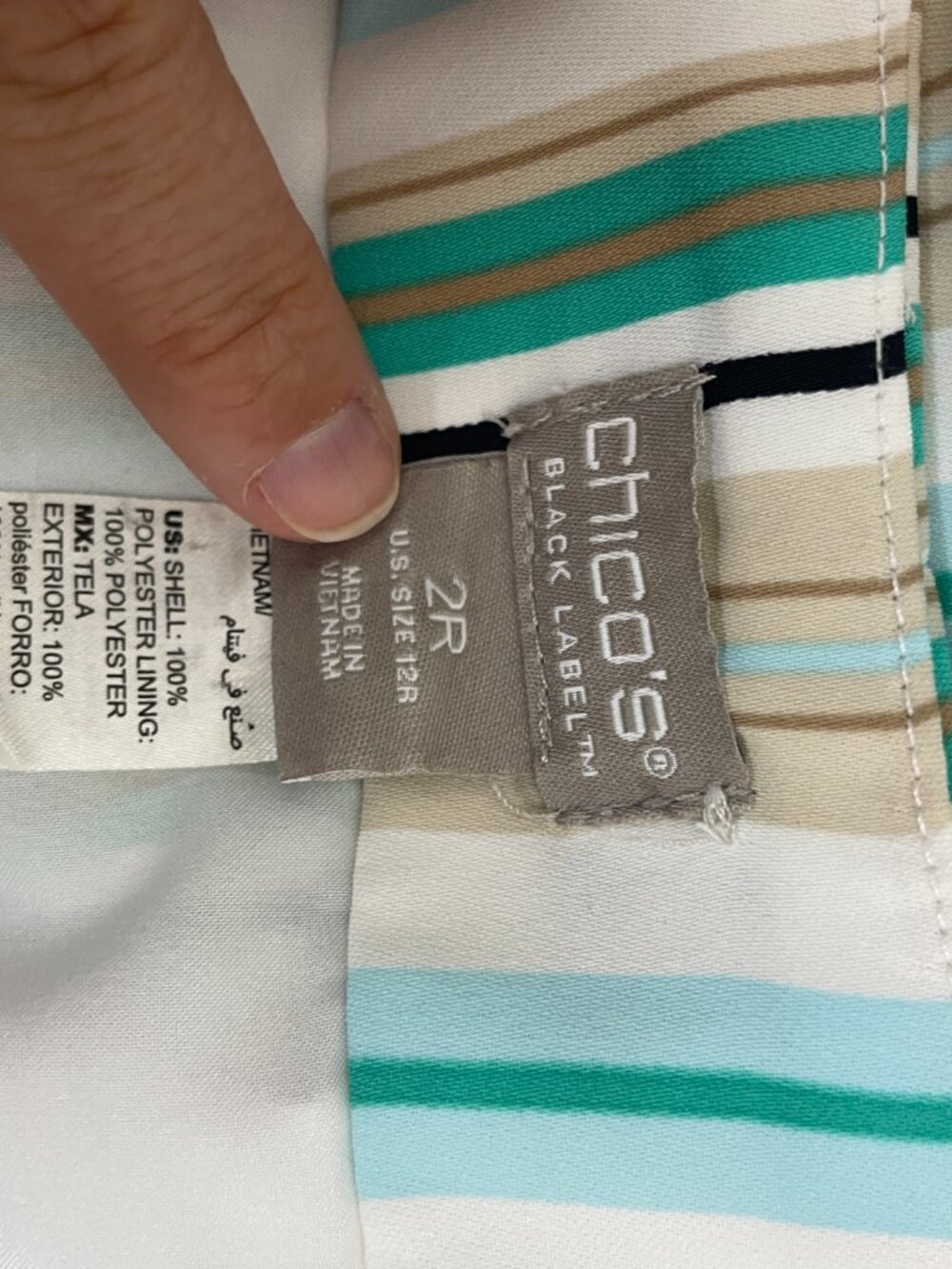 Chicos Black Label Striped Wide Leg Pants 2/12 Green Turquoise Resort Coastal! - Picture 6 of 6